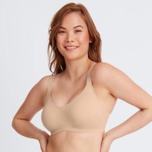 Knix v neck wide strap seamless wireless comfort bra in tan Size 4